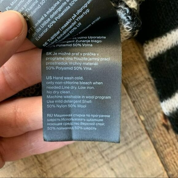 Weekday trinity sheer knitted jumper with high neck in black and white striped - Picture 3 of 9